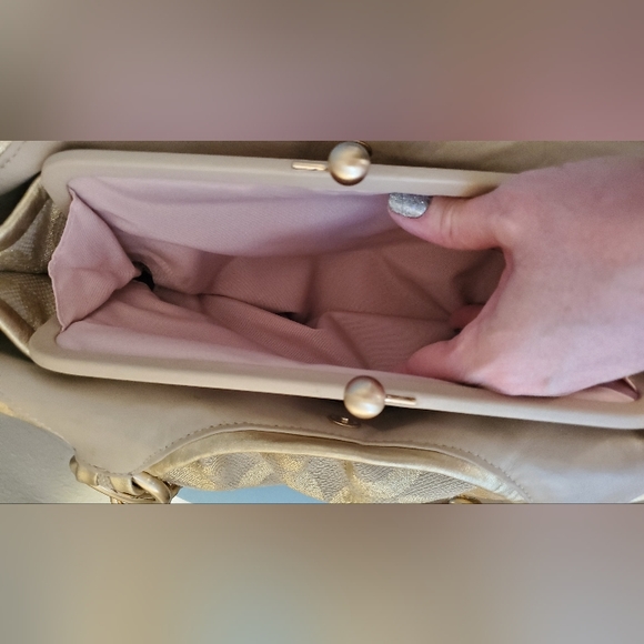 EUC Excellent Pre-Loved Gold Brocade Coach Hand Bag, Immaculate Interior - Picture 14 of 15